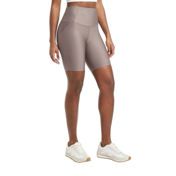 NEW All In Motion Effortless Support High-Rise Pocketed Bike Shorts 8" Taupe M - Picture 1 of 7